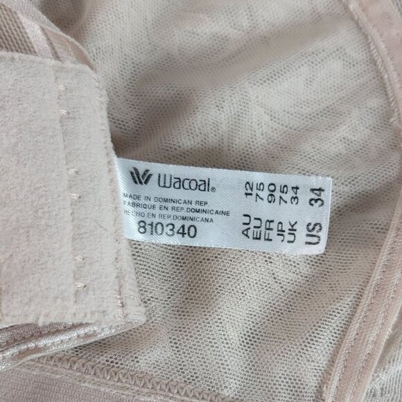 Wacoal Net Effect Bralette Tan Size 34 Wire Free Lace Semi Sheer #810340 NO CUP - Picture 7 of 8
